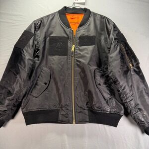 Rothco MA-1 Flight Jacket Mens Large Black Reversible Bomber Aviator Flight